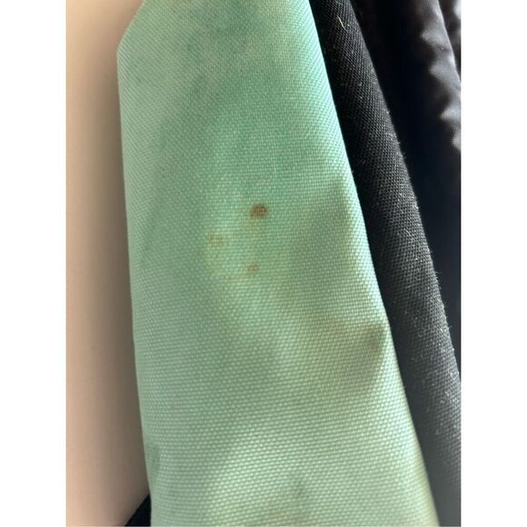 JanSport 2 zippers mint green backpack (minor discoloration) 18x15" - Picture 3 of 5